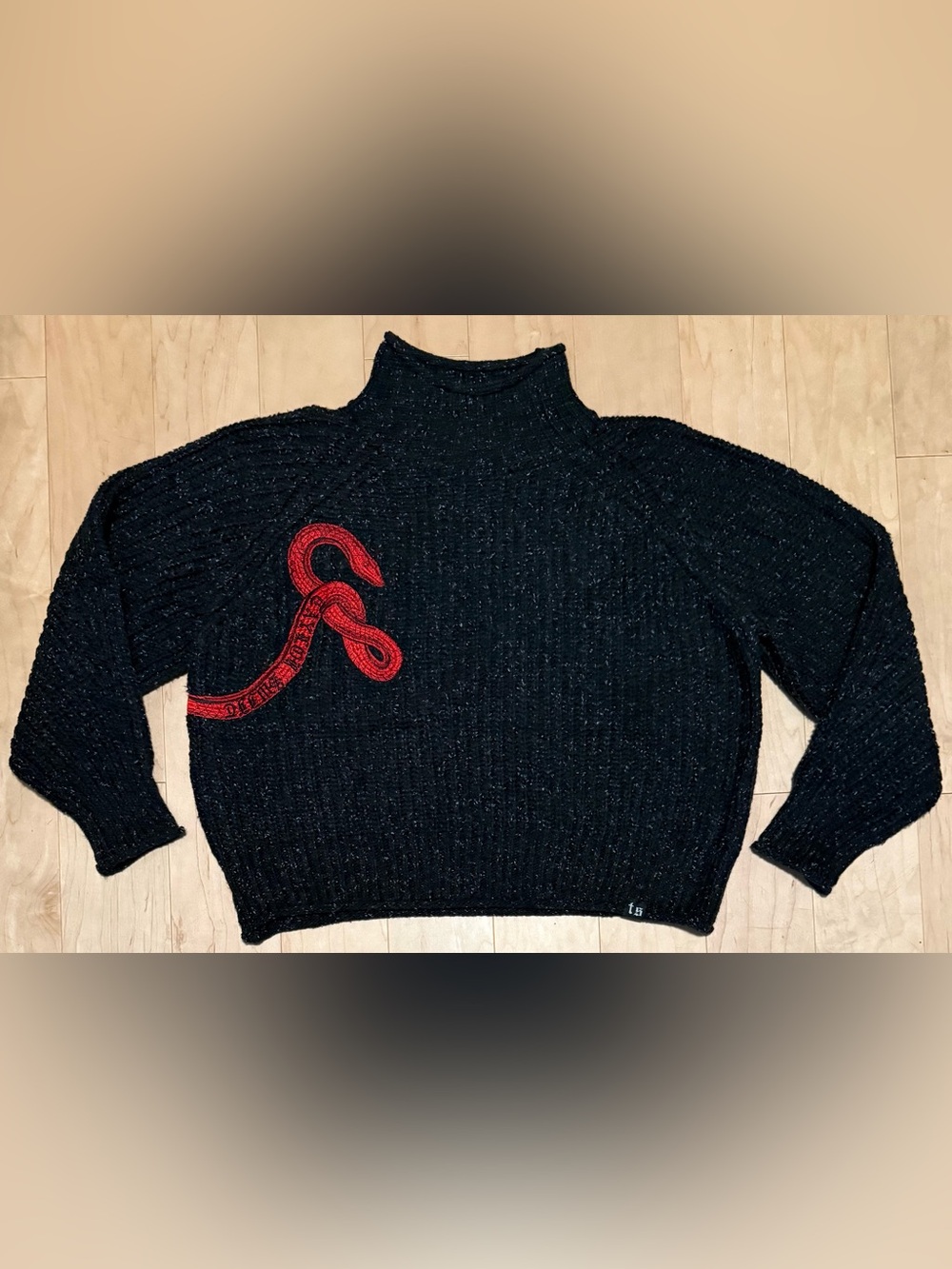 Taylor Swift Reputation Mock Neck Cropped Knit Sweater Black Women’s 2XL XXL
